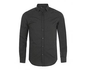 Sols Mens Becker Polka Dot Long Sleeve Poplin Shirt (Dark Grey/White) - PC2740