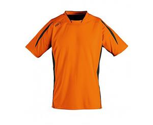 Sols Mens Maracana 2 Short Sleeve Football T-Shirt (Orange/Black) - PC2810