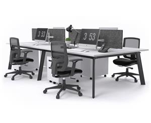 Switch - 4 Person Workstation Black Frame [1200L x 800W] - white grey echo