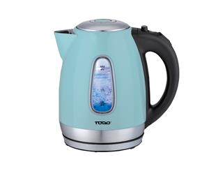 TODO 1.7L Stainless Steel Cordless Kettle 2200W Blue Led Light Electric Water Jug Blue