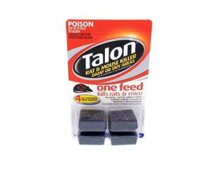 Talon Rodenticide Wax Block Kills With One Feed Dry or Damp Areas Selleys 72g