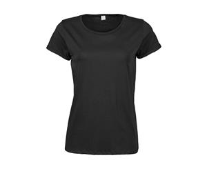 Tee Jays Womens/Ladies Roll Sleeve Cotton T-Shirt (Black) - BC3821