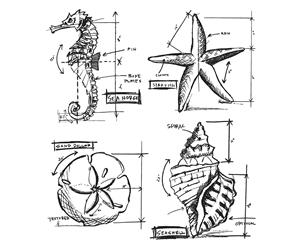 Tim Holtz Cling Stamps 7&quotX8.5"-Nautical Blueprint