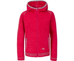 Trespass Girls Goodness Polyester Full Zip Hooded Fleece Jacket Coat - Raspberry Marl / Platinum