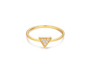 Triangle CZ Pave RIng in Sterling Silver Gold Plated