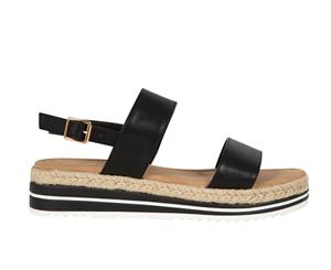 Venice Wildfire Womens Flatform Sandal Double Strap Buckle Fastening - Black