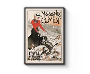 Vintage French Motorcycles Wall Art - Black Frame