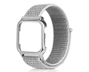 WIWU 2 in 1 Nylon Watch Band + Case Sport Loop Fastener Adjustable Closure Wrist Strap iwatch Series 1 2 3 4 5-SeaShell