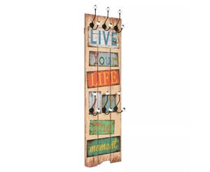 Wall-mounted Coat Rack with 6 Hooks LIVE LIFE Coat Organiser Key Holder