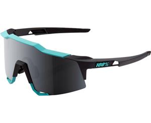 100% Speedcraft Sunglasses Soft Tact Celeste Green/Cement Grey Black Mirror Lens