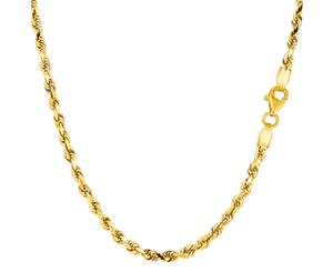 10k Yellow Solid Gold Diamond Cut Rope Chain Necklace 2.75mm - Yellow