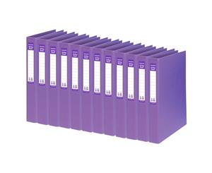 12PK ColourHide A4 25mm 200 Sheets 2D Ring Binder Paper/File Organiser Holder PP