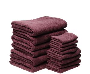 14 Piece Family Bath Luxe Set Towels Aubergine