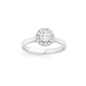 18ct White Gold Diamond Halo Style Ring