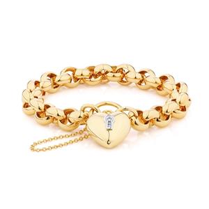 19cm (7.5") Diamond Set Belcher Bracelet in 10ct Yellow Gold