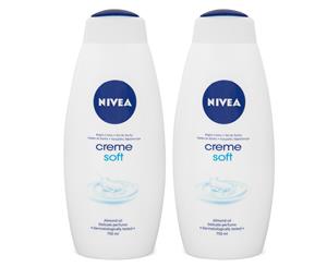 2 x Nivea Crme Soft Body Wash 750mL