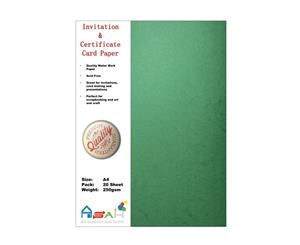 20pce Watermark Certificate / Invitation Card Paper 250gsm A4 Acid Free - Green