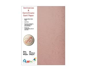 20pce Watermark Certificate / Invitation Card Paper 250gsm A4 Acid Free - Peach