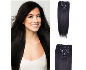 22" Straight Thick Long Synthetic Hair Extension Black 7Piece 16Clips