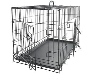 24'' Double Doors Folding Dog Crate 60x45x53cm