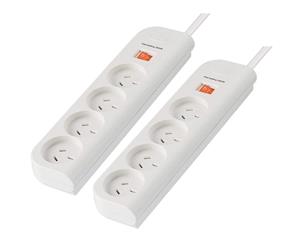 2PK Belkin 4 Way Outlet Socket Powerboard Surge Protector 1m Extension Cord