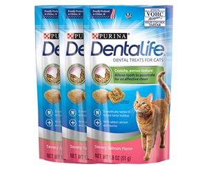 3 x Dentalife Cat Treats Savory Salmon 51g