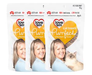 3 x Love'em Purrfect Chicken Liver Cat Treats 90g