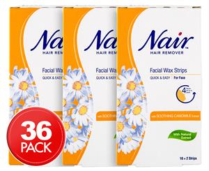 3 x Nair Facial Wax Strips 12pk