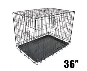 36" Folding Dog Crate with Double Doors