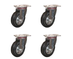 4 X Light Duty Plate Type Swivel Castor Rubber Wheel 200mm 230KG