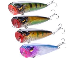 4X 80mm Popper Poppers Topwater Fishing Lures Surface Pencil Tackle Bass Baits