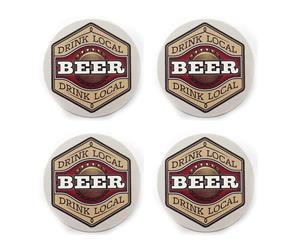 4pc ThirstyStone Beer Bone Drink Local 11cm Dolomite Stone Cork Cups Coaster Set