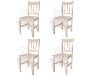 4x Dining Chair Pinewood Natural Colour Home Seat Dining Room Kitchen