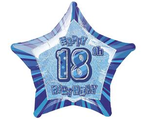 50cm Glitz Blue 18th Birthday Star Foil Balloon Packaged