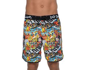 69 Slam Men's Rafa City Medium Length Boardshorts