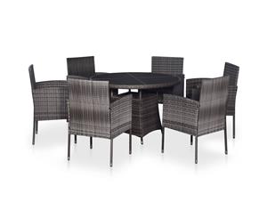 7 Pieces Outdoor Dining Set with Cushions Poly Rattan Grey Lounge Set