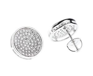 .925 Silver MICRO PAVE Earrings - CIRCLES 12mm - Silver