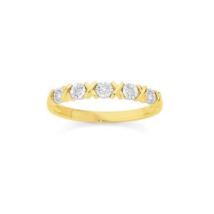 9ct Gold Diamond Hugs & Kisses Band