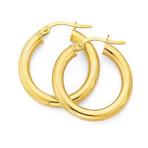 9ct Gold Medium Bold Polished Hoops 15mm