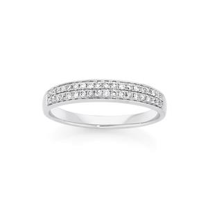 9ct White Gold Diamond Double Row Band