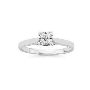 9ct White Gold Diamond Engagement Ring