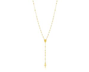 9ct Yellow Gold Rosary Madona & Cross 50cm