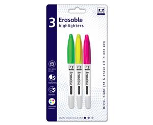 A Star Erasable Highlighters (Pack Of 3) (Pink/Green/Yellow) - ST811