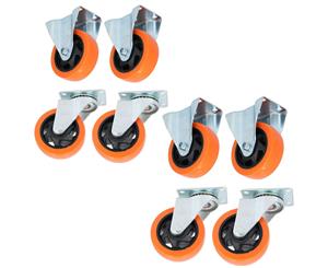 AB Tools 4" Fixed + Swivel PVC Trolley Castor Wheel Roller Bearings 130kg Load Each 8pc