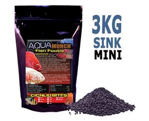 AQUAmunch Cichlid Bites Fish Food Sinking Mini 1.5mm Pellets 3KG 1.5MM Sink