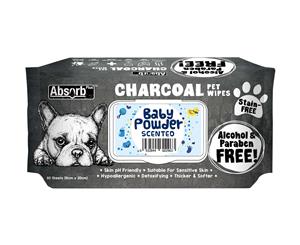 Absorb Plus Baby Powder Charcoal Pet Wipes 80 Pack