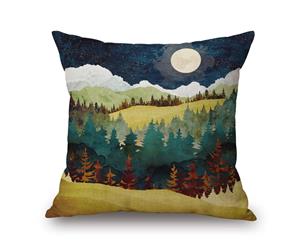 Abstract Watercolor Landscape Painting on Cotton&linen Pillow Cover 84472