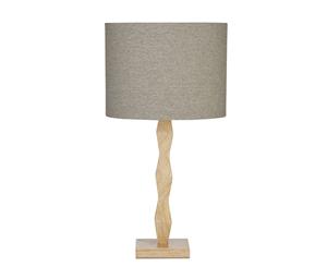 Amalfi Elvy Rubberwood Fabric B22 Light Globe Drum Desk Side Table Lamp 60W