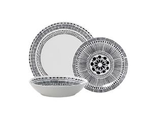 Ambrosia Kiara 12 Piece Monochrome Dinner Set Premium Quality Porcelain 4 Person