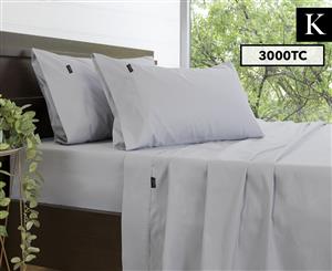 Ardor 3000TC Cotton Rich King Bed Sheet Set - Silver